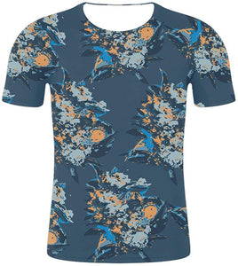 2019 Newest Men Style Fashion Print Short Sleeve Navy T-Shirts