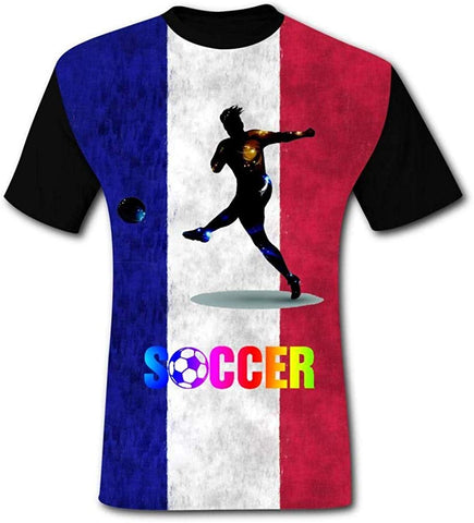 2019 Soccer 2019 Men's 3D Printed O-Neck Short Sleeve Black T-Shirts