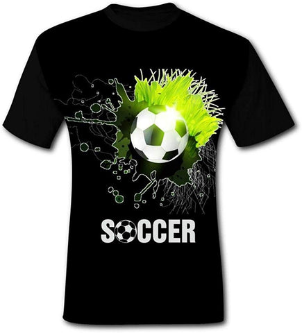 2019 Soccer New Men's 3D Printed O-Neck Short Sleeve Black T-Shirts