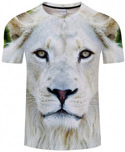 3D Animal Men Women Lion Short Sleeve O-Neck Black T-Shirts