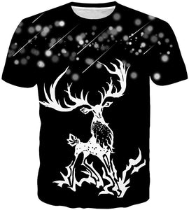 3D Print Fantasy and Nebula Short Sleeve for Women Men Black T-Shirts