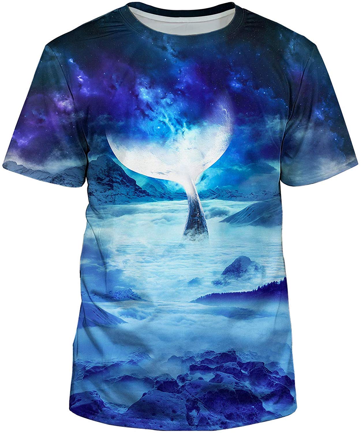 3D Print Fantasy and Nebula Short Sleeve for Women Men Blue T-Shirts