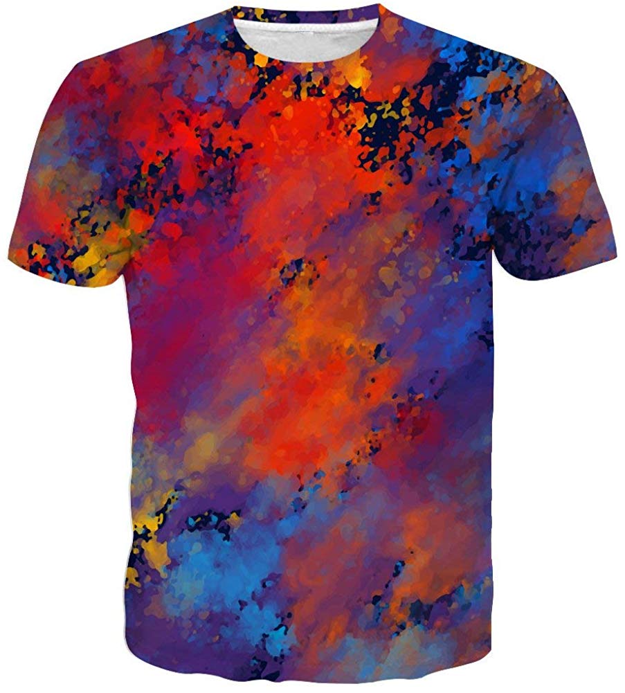 3D Print Fantasy and Nebula Short Sleeve for Women Men Red T-Shirts