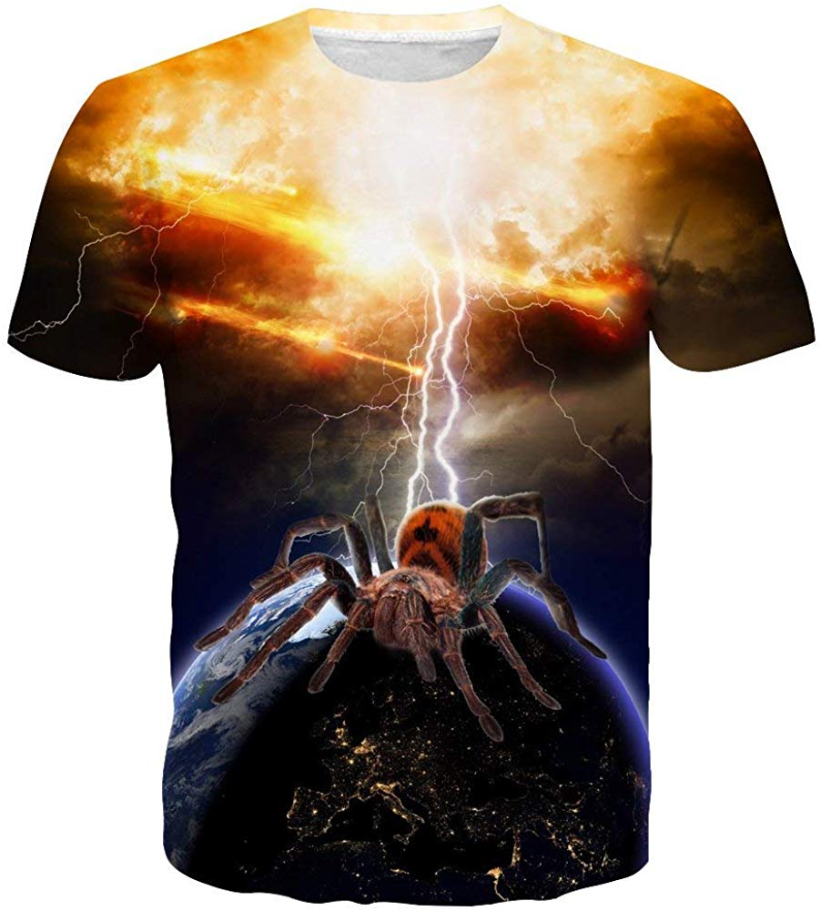 3D Print Fantasy and Nebula Short Sleeve for Women Men Yellow T-Shirts