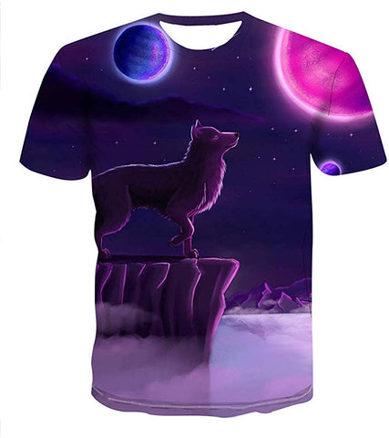 3D Print Four Season Theme Emjio Short Sleeve for Women Men Purple T-Shirts