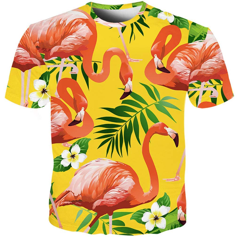 3D Print Men Women Flamingo Tops Full Printing Funny Short Sleeves Streetwear Black/White T-Shirts