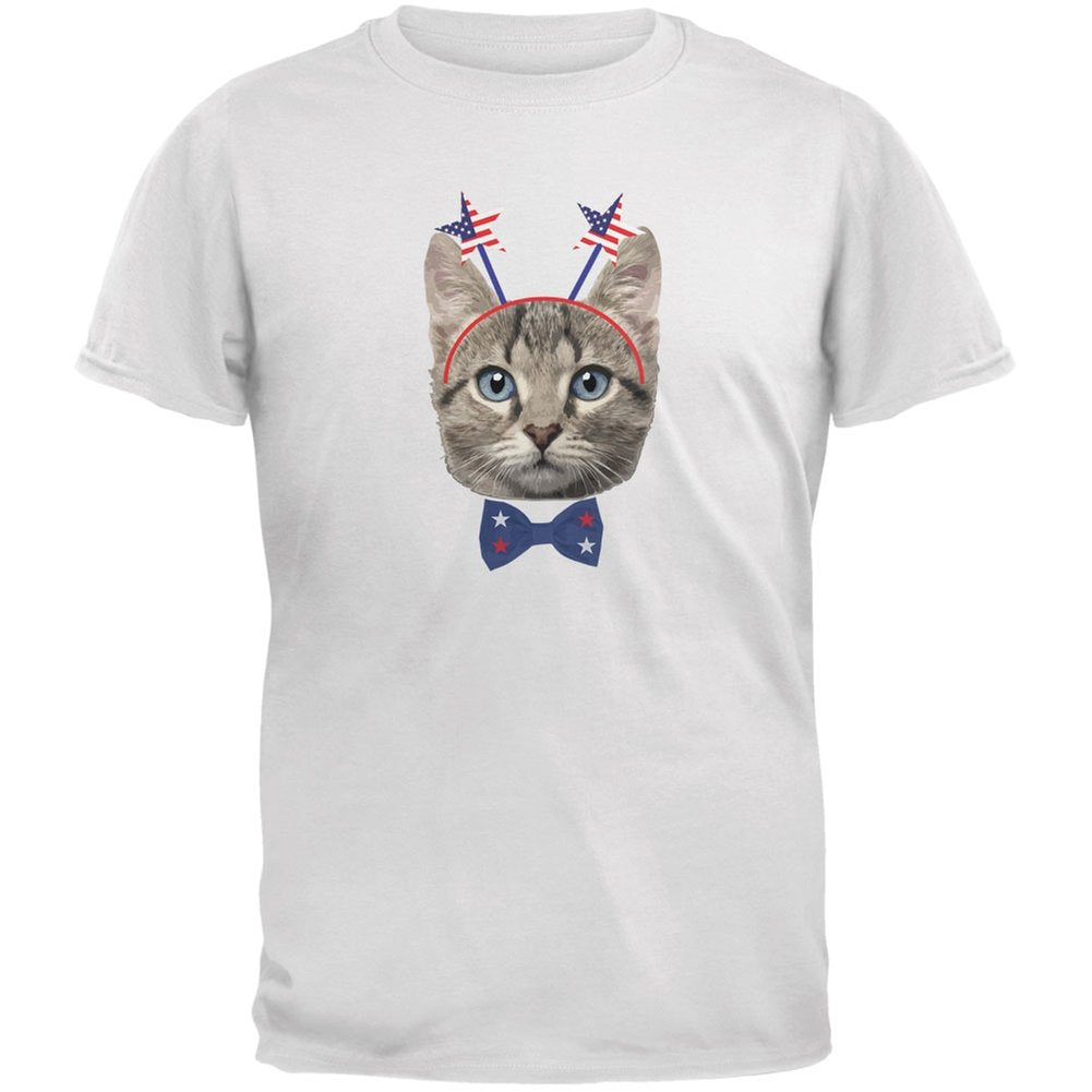 4th of July Funny Cat Youth White T-Shirts