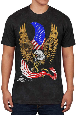 4th of July Screaming Bald Eagle of Freedom Mens Soft Black T-Shirts