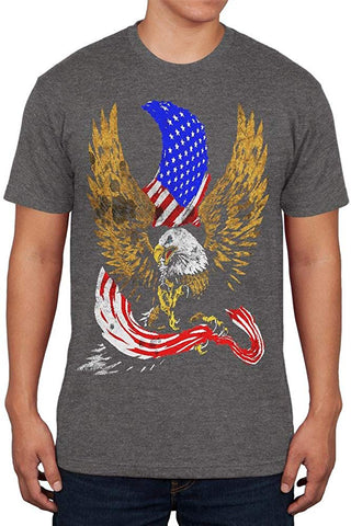 4th of July Screaming Bald Eagle of Freedom Mens Soft Grey T-Shirts