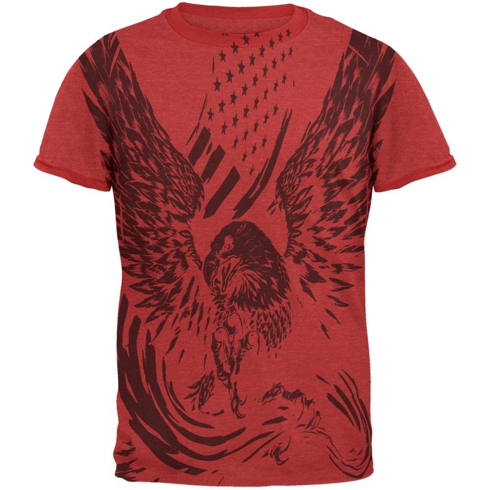 4th of July Screaming Eagle American Flag Mens Ringer Red T-Shirts