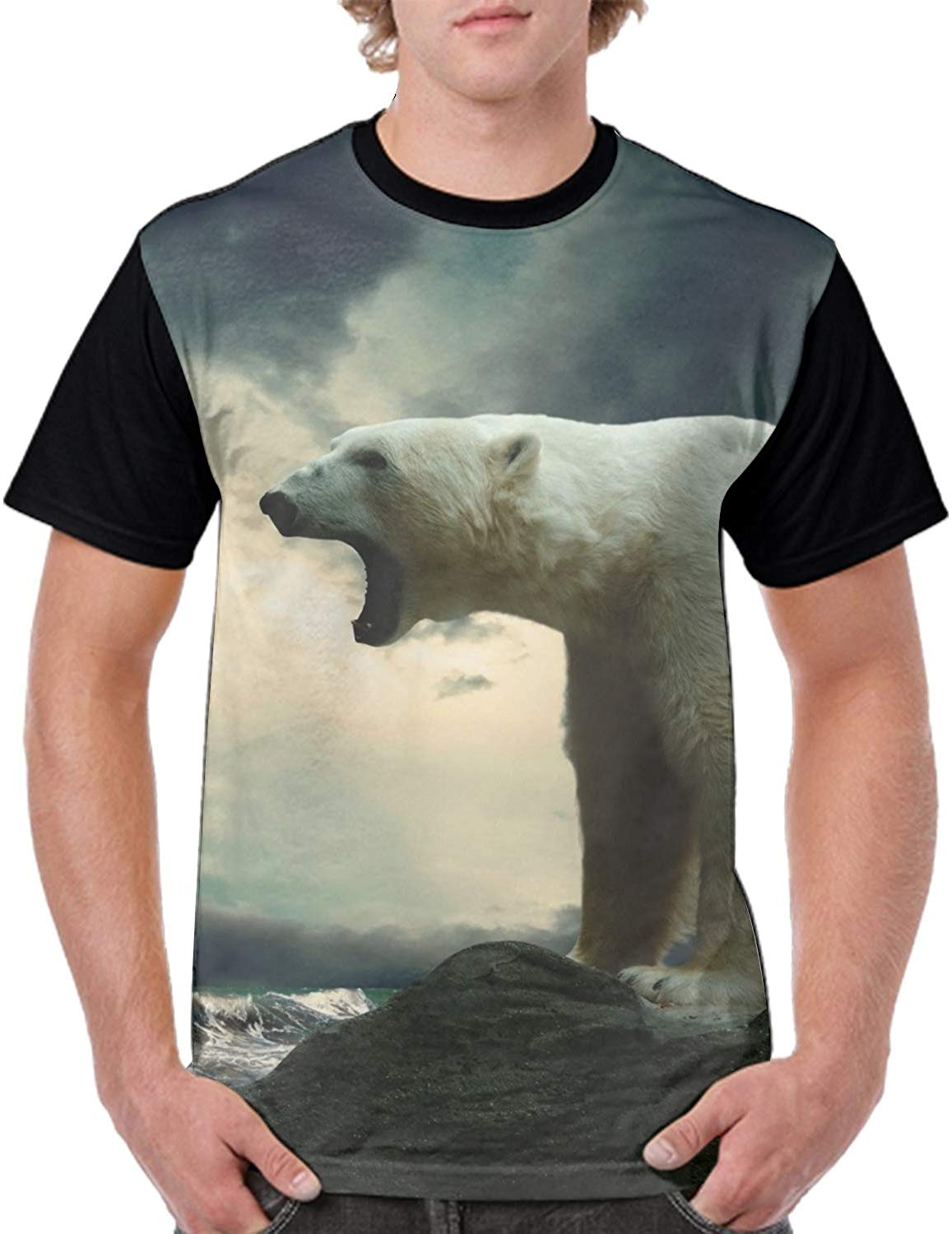 6D Printed Summer Casual Short Sleeve Polar Bear Family Top White T-Shirts