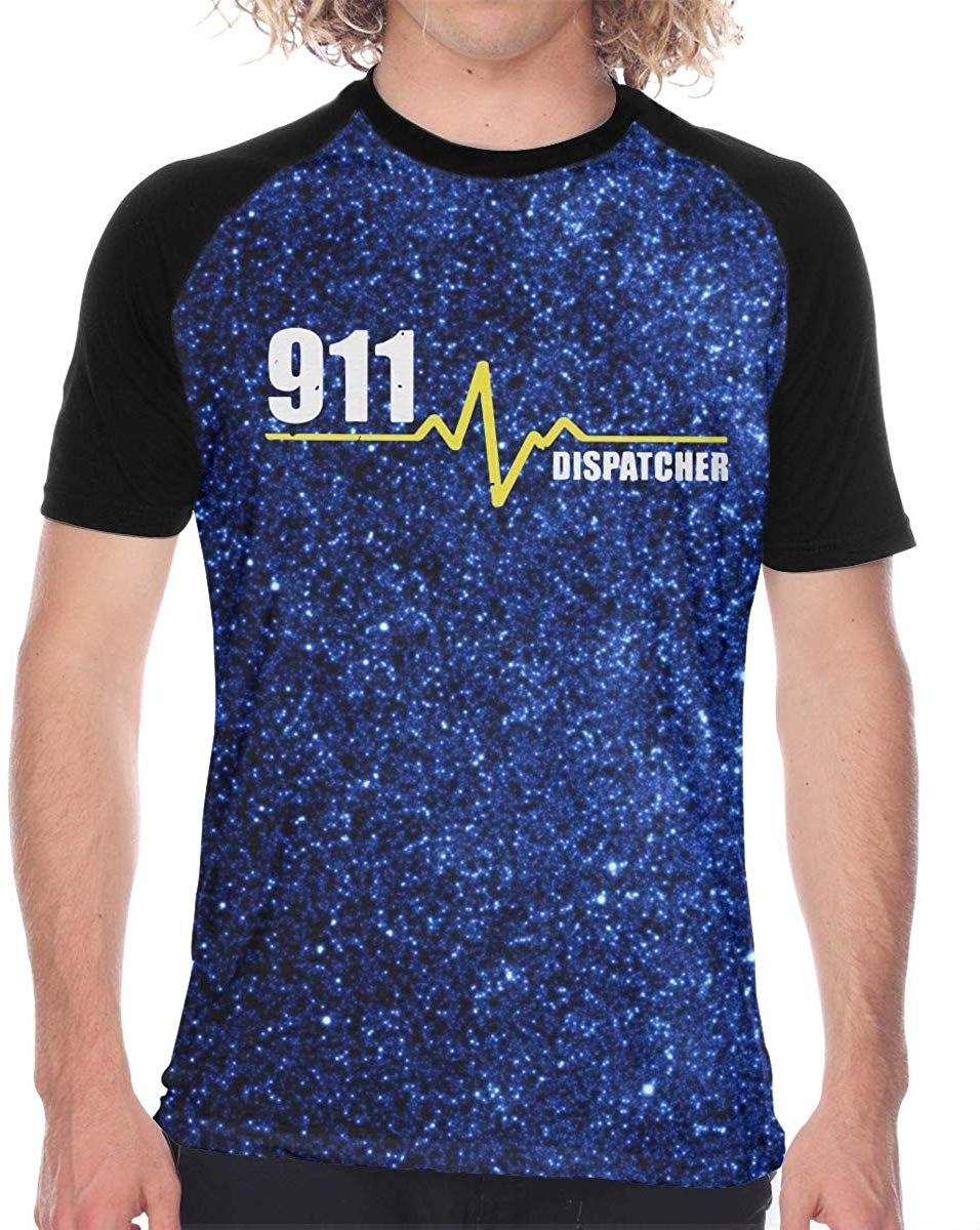 911 Dispatcher Heartbeat Thin Gold Line Mens Sports Short-Sleeved Funny Black T-Shirts