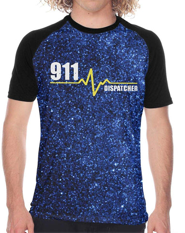 911 Dispatcher Heartbeat Thin Gold Line Mens Sports Short-Sleeved Funny Black T-Shirts