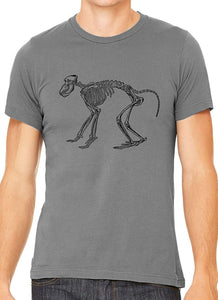 A Gorilla Skeleton Cotton Crewneck Unisex Gray T-Shirts