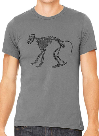 A Gorilla Skeleton Cotton Crewneck Unisex Gray T-Shirts