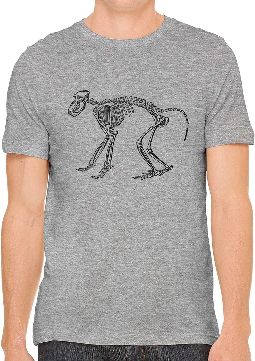 A Gorilla Skeleton Cotton Crewneck Unisex Gray T-Shirts