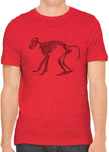 A Gorilla Skeleton Cotton Crewneck Unisex Red T-Shirts