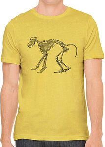 A Gorilla Skeleton Cotton Crewneck Unisex Yellow T-Shirts