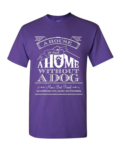 A House is Not a Home Without a Dog Pet Paw Labrador Mens Purple T-Shirts