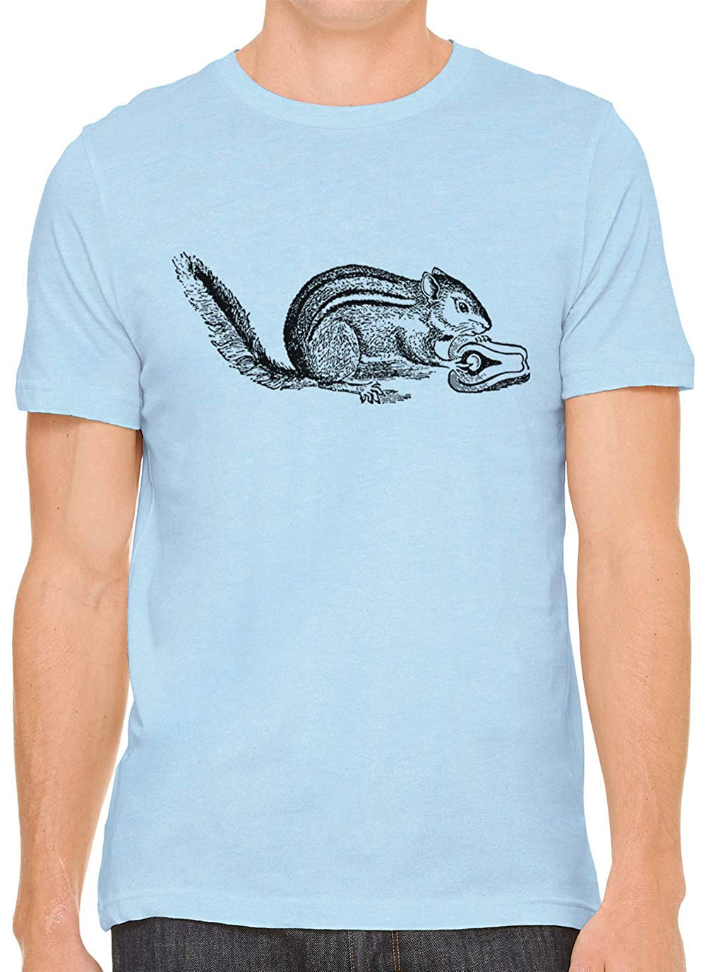 A Hungry Squirrel Cotton Crewneck Unisex Blue T-Shirts