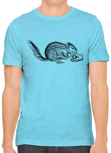 A Hungry Squirrel Cotton Crewneck Unisex Blue T-Shirts