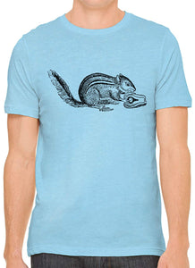 A Hungry Squirrel Cotton Crewneck Unisex Blue T-Shirts