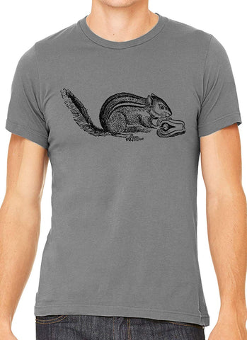 A Hungry Squirrel Cotton Crewneck Unisex Gray T-Shirts