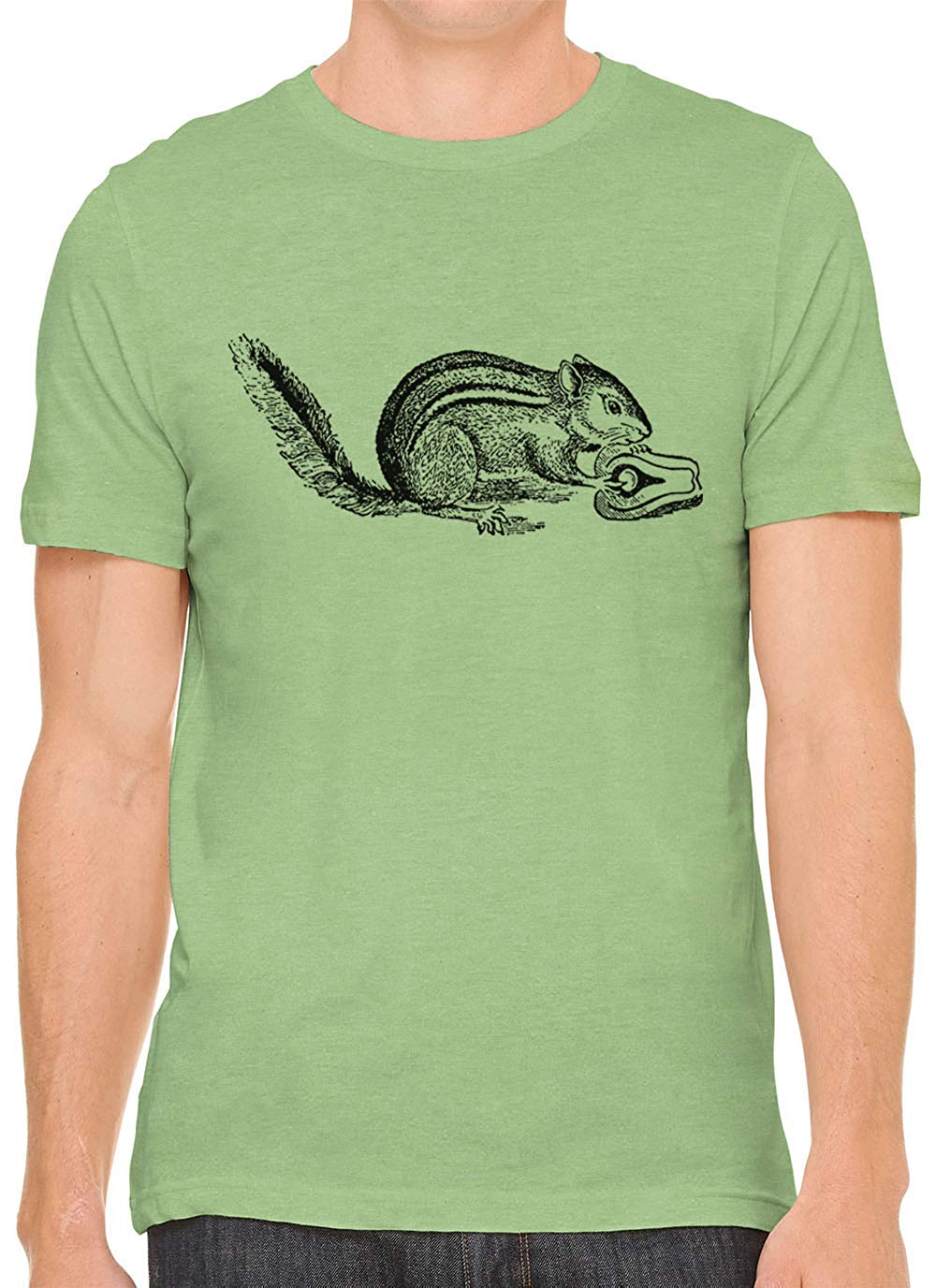 A Hungry Squirrel Cotton Crewneck Unisex Green T-Shirts