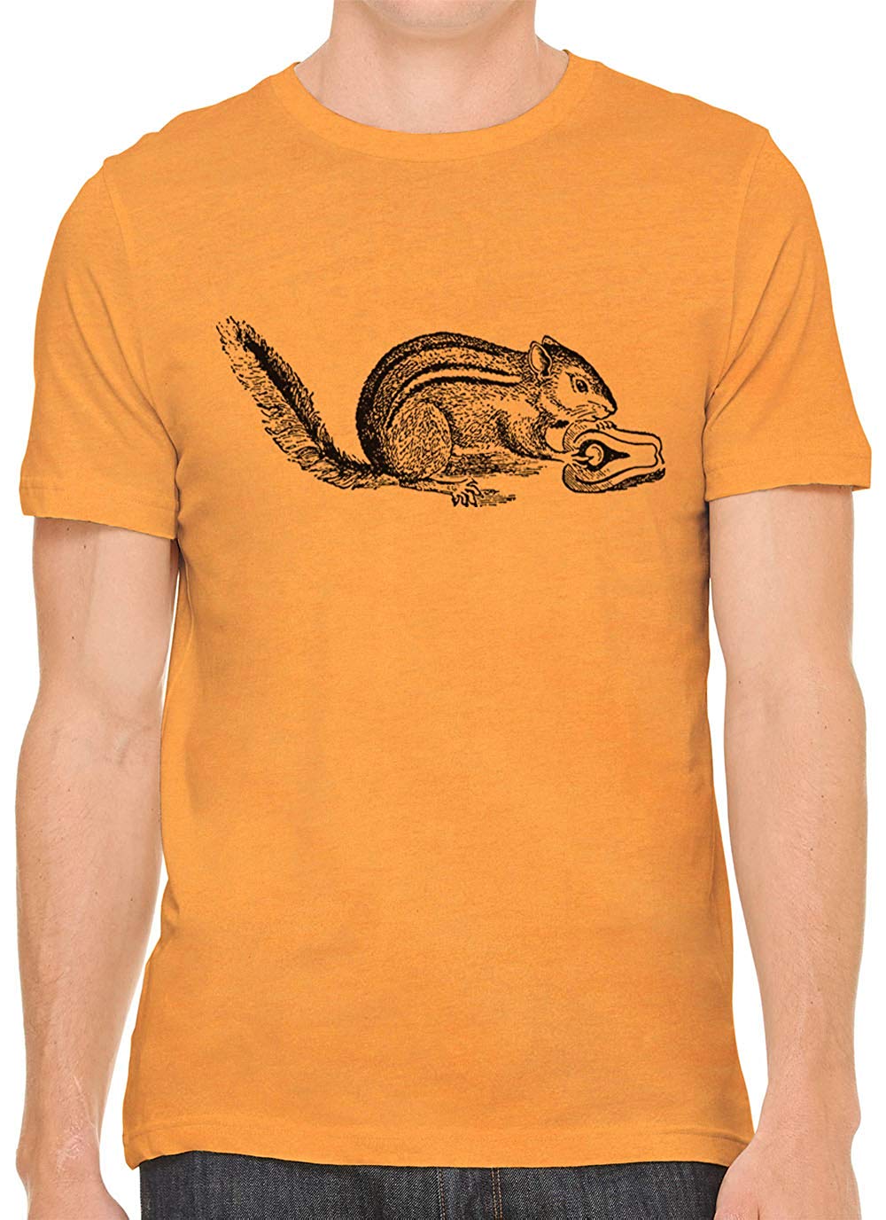 A Hungry Squirrel Cotton Crewneck Unisex Orange T-Shirts