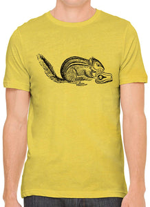 A Hungry Squirrel Cotton Crewneck Unisex Yellow T-Shirts