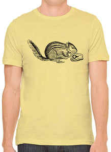 A Hungry Squirrel Cotton Crewneck Unisex Yellow T-Shirts