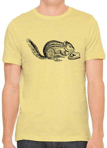 A Hungry Squirrel Cotton Crewneck Unisex Yellow T-Shirts