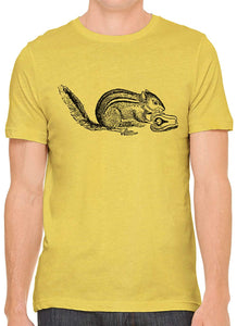 A Hungry Squirrel Cotton Crewneck Unisex Yellow T-Shirts