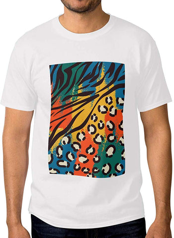 Abstract Animal Skin 100% Cotton Men's Short Sleeve White T-Shirts