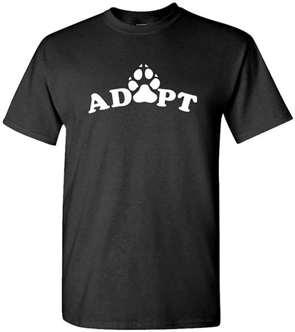 Adopt Pets-Dogs Cats Animals Rescue-Mens Cotton Black T-Shirts