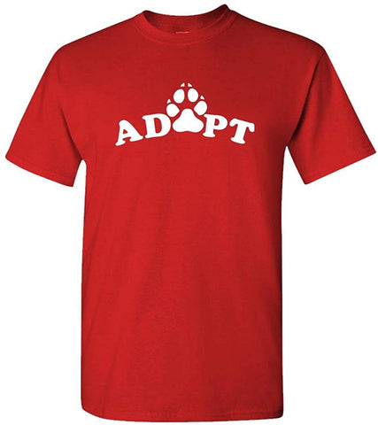 Adopt Pets-Dogs Cats Animals Rescue-Mens Cotton Red T-Shirts