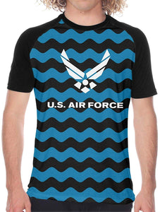 Air Force Symbol Mens Sports Short Sleeve Printed Black T-Shirts