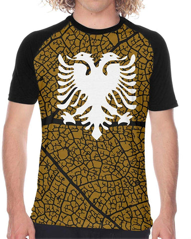 Albanian Flag Mens Sports Short Sleeve Printed Black T-Shirts