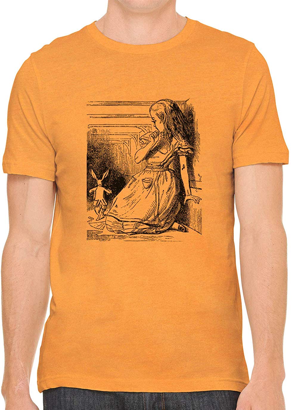 Alice's Adventures in Wonderland Cotton Crewneck Men Orange T-Shirts