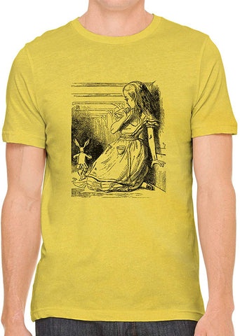 Alice's Adventures in Wonderland Cotton Crewneck Men Yellow T-Shirts