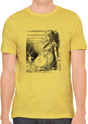 Alice's Adventures in Wonderland Cotton Crewneck Men Yellow T-Shirts