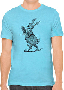 Alice's Adventures in Wonderland Rabbit Cotton Crewneck Unisex Blue T-Shirts