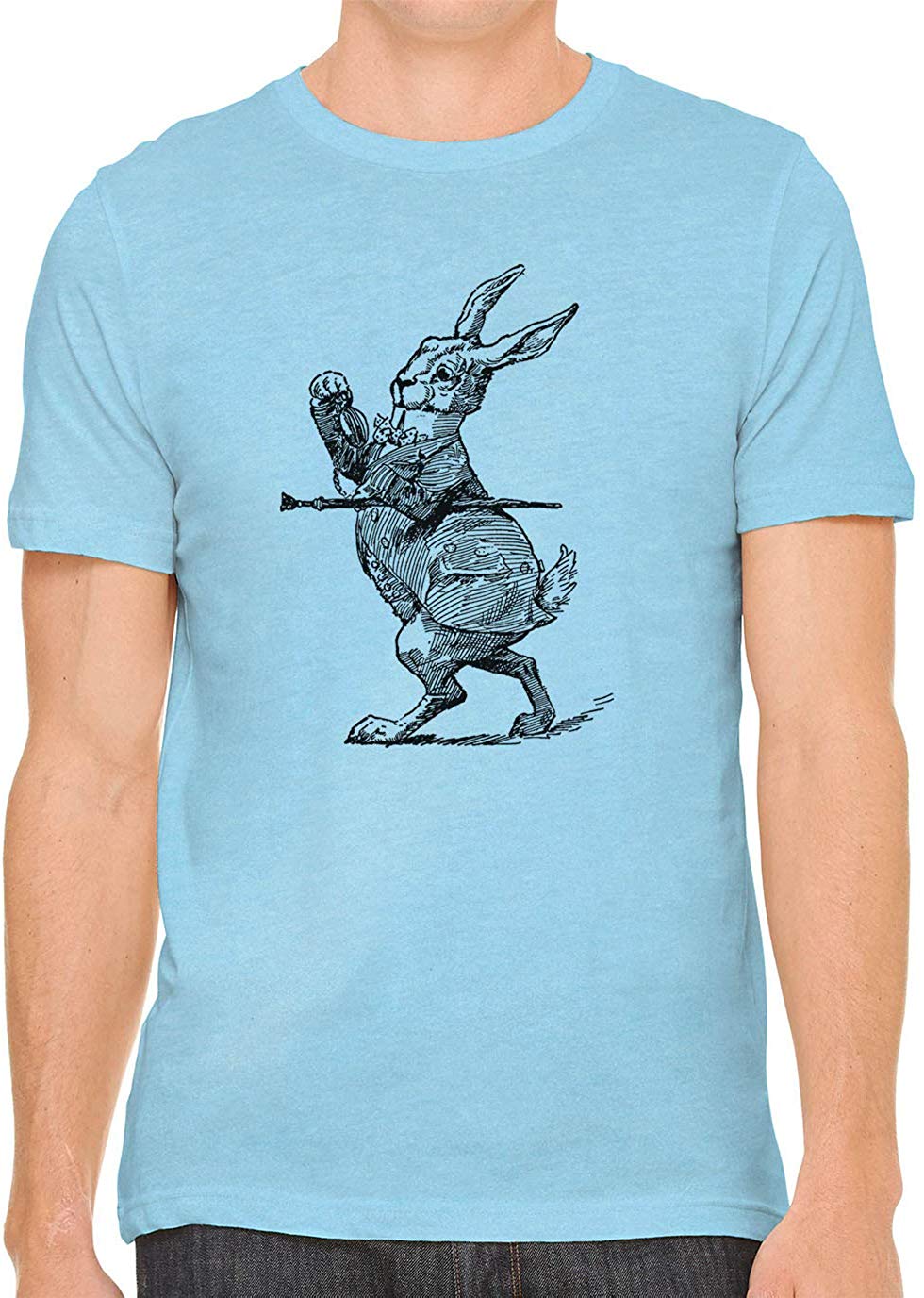 Alice's Adventures in Wonderland Rabbit Cotton Crewneck Unisex Blue T-Shirts