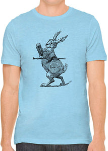 Alice's Adventures in Wonderland Rabbit Cotton Crewneck Unisex Blue T-Shirts