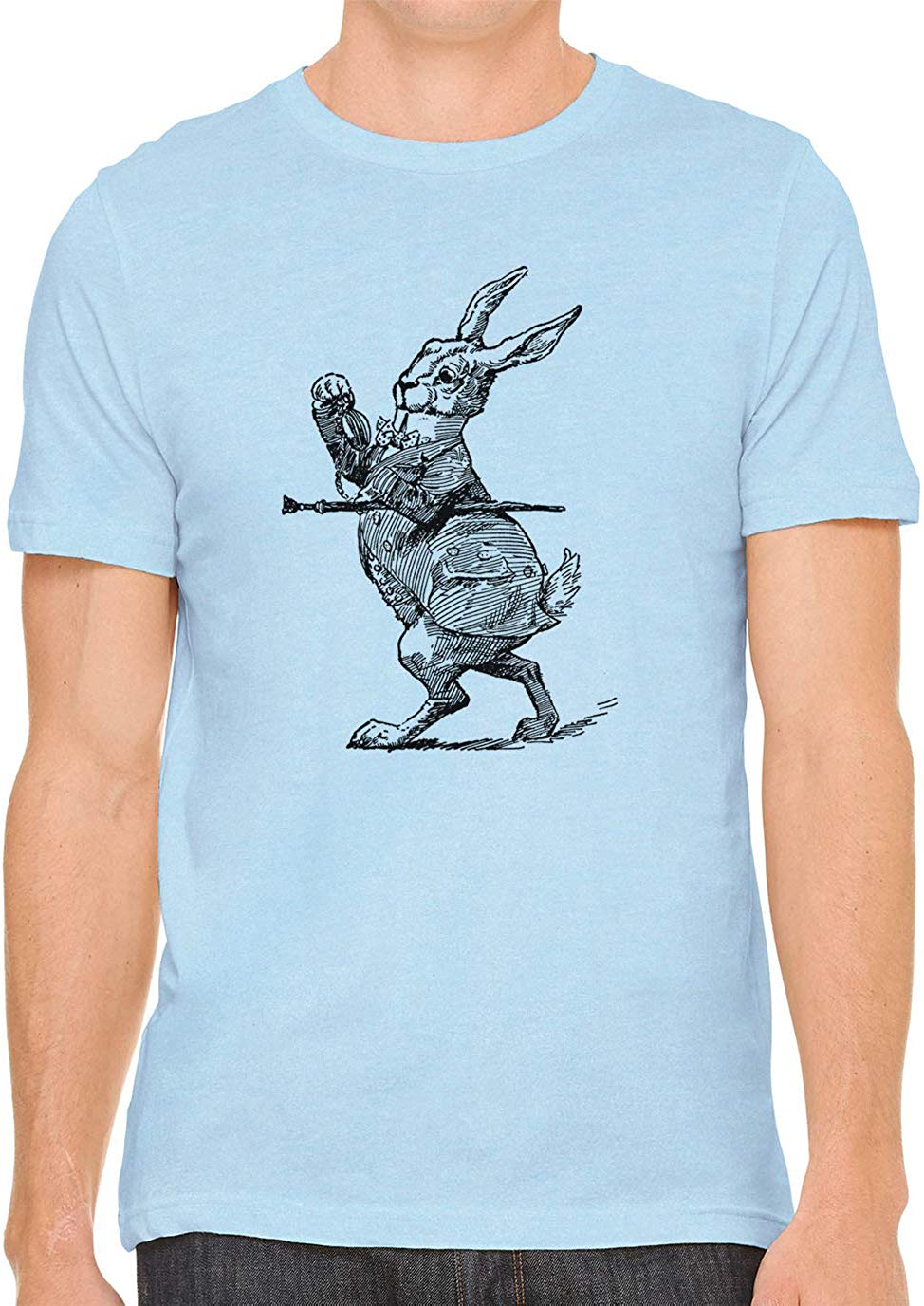 Alice's Adventures in Wonderland Rabbit Cotton Crewneck Unisex Blue T-Shirts