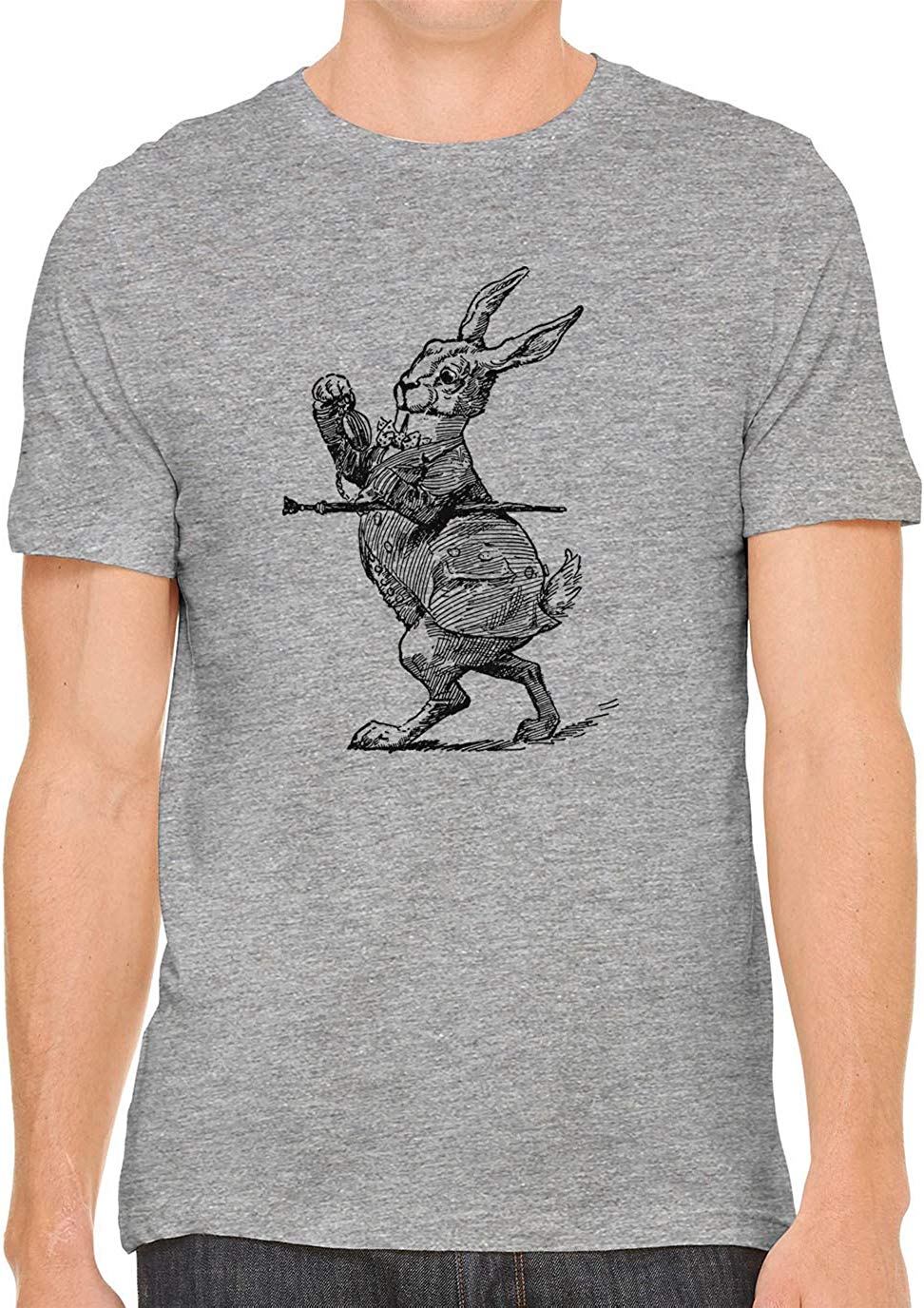 Alice's Adventures in Wonderland Rabbit Cotton Crewneck Unisex Gray T-Shirts