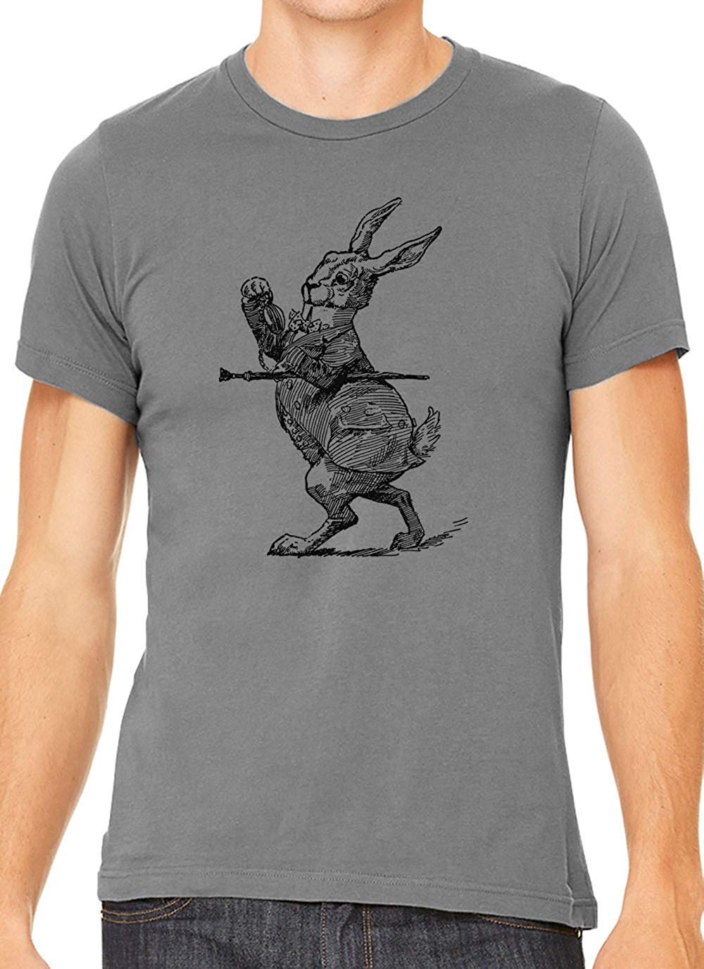 Alice's Adventures in Wonderland Rabbit Cotton Crewneck Unisex Gray T-Shirts