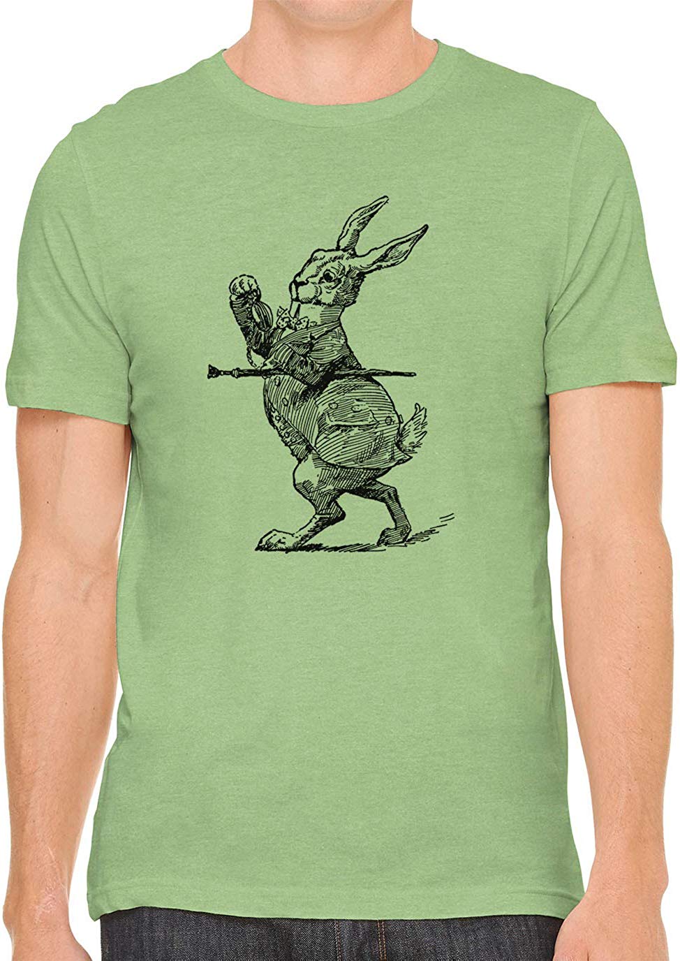 Alice's Adventures in Wonderland Rabbit Cotton Crewneck Unisex Green T-Shirts