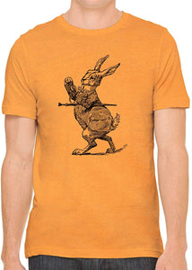 Alice's Adventures in Wonderland Rabbit Cotton Crewneck Unisex Orange T-Shirts