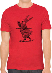 Alice's Adventures in Wonderland Rabbit Cotton Crewneck Unisex Red T-Shirts